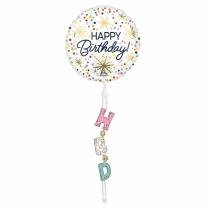 Folienballon AirWalker Happy Birthday,  60 x 175 cm