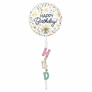 Folienballon AirWalker Happy Birthday,  60 x 175 cm