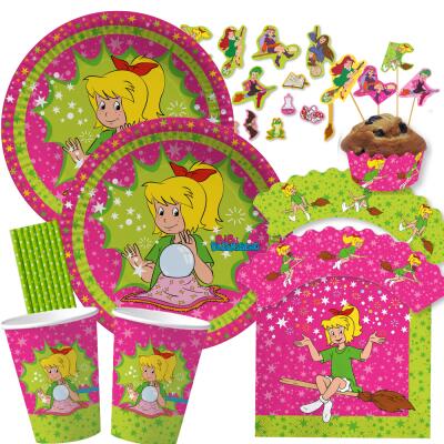 67-teiliges Party-Set - Bibi Blocksberg - Teller Becher Servietten XXL-Konfetti Muffin-Banderolen Picker Trinkhalme  für 8 Kinder