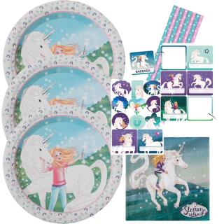 53-teiliges Party-Set - Sternenschweif - Teller Namensaufkleber Sticker Servietten Trinkhalme  für 8 Kinder
