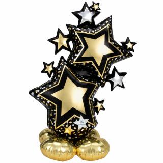 Folienballon AirLoonz - Sterne schwarz/gold - 86 x 149 cm