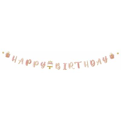 Girlande Happy Birthday - Rose Konfetti - 3 m