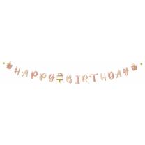 Girlande Happy Birthday - Rose Konfetti - 3 m