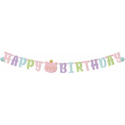 Girlande Happy Birthday - Cat Princess - 3 m