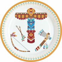 Indianer Tipi & Tomahawk - Pappteller, 8 Stück...