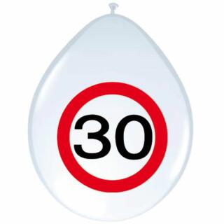 30. Geburtstag Luftballons Verkehrsschild - 8 Stück
