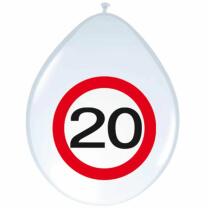 20. Geburtstag Luftballons Verkehrsschild - 8 Stück