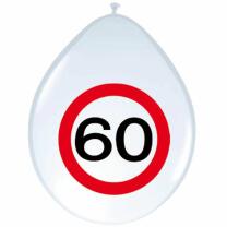 60. Geburtstag Luftballons Verkehrsschild - 8 Stück