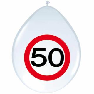 50. Geburtstag Luftballons Verkehrsschild - 8 Stück
