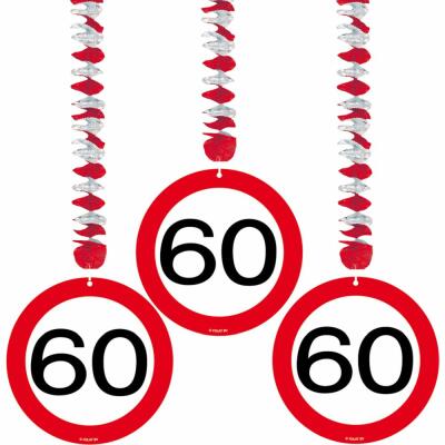 60. Geburtstag Hängedeko Verkehrsschild - 3 Stück
