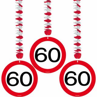 60. Geburtstag Hängedeko Verkehrsschild - 3 Stück