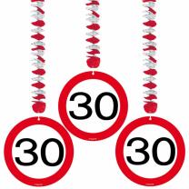 30. Geburtstag Hängedeko Verkehrsschild - 3 Stück