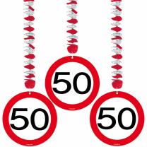50. Geburtstag Hängedeko Verkehrsschild - 3 Stück