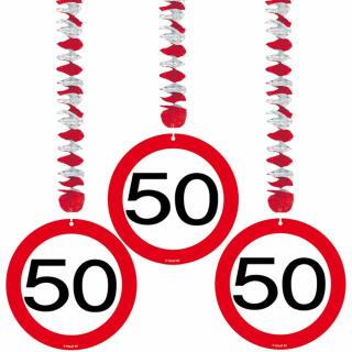 50. Geburtstag Hängedeko Verkehrsschild - 3 Stück
