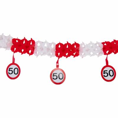50. Geburtstag Girlande Verkehrsschild mit Hängern 4 m