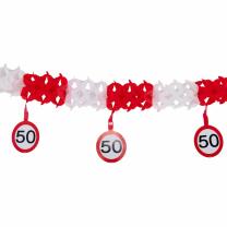50. Geburtstag Girlande Verkehrsschild mit Hängern 4 m