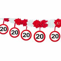 20. Geburtstag Girlande Verkehrsschild mit Hängern 4 m