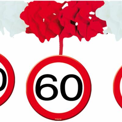 60. Geburtstag Girlande Verkehrsschild mit Hängern 4 m