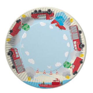 48-teiliges Party-Set - Feuerwehr - Teller Namensaufkleber Servietten Trinkhalme  für 8 Kinder
