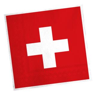 84-teiliges Party-Set Schweiz - Teller Becher Servietten Trinkhalme für 20 Personen