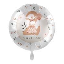 Folienballon Zahl 2 - Happy Birthday - Hase,  43 cm