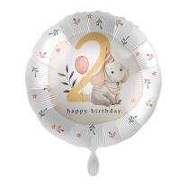 Folienballon Zahl 2 - Happy Birthday - Elefant,  43 cm