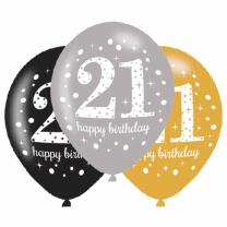 Luftballons - 21. Geburtstag, 6 Stück