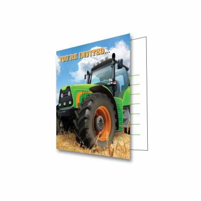 Traktor  - Einladungskarten, 8 Stück