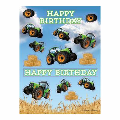 Sticker Traktor  - Happy Birthday, 4 Bögen