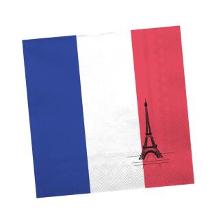 56-teiliges Party-Set Frankreich - Teller Becher Servietten Trinkhalme für 10 Personen