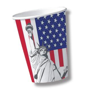 56-teiliges Party-Set USA - Teller Becher Servietten Trinkhalme für 10 Personen