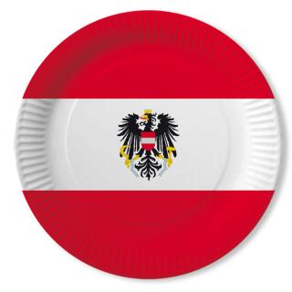 56-teiliges Party-Set Österreich - Teller Becher Servietten Trinkhalme für 10 Personen
