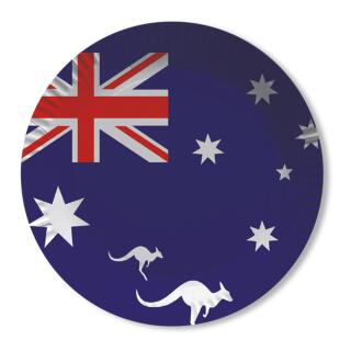 56-teiliges Party-Set Australien - Teller Becher Servietten Trinkhalme für 10 Personen