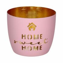 Windlicht Motiv Home Sweet Home rosa/gold