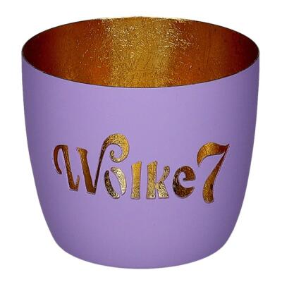 Windlicht Motiv Wolke 7 lila/gold