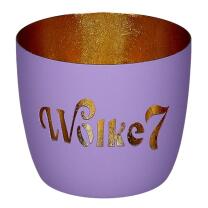 Windlicht Motiv Wolke 7 lila/gold