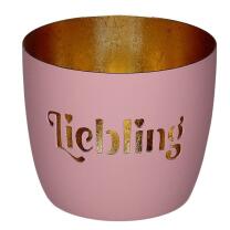 Windlicht Motiv Liebling rosa/gold