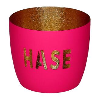 Windlicht Motiv Hase hot pink/gold