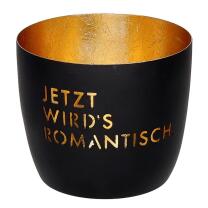 Windlicht Motiv Jetzt wirds romantisch schwarz/gold