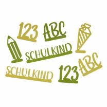 Filz - Dekoset Schulkind olive/grün, 8-teilig