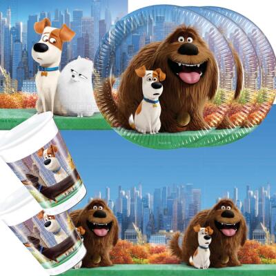 37- teiliges Party-Set - Secret Life of Pets - Teller Becher Servietten Tischdecke für 8 Kinder