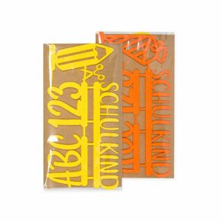 Filz - Dekoset Schulkind orange/gelb, 8-teilig