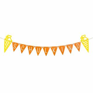 Filz - Wimpelgirlande Schulkind orange/gelb
