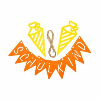 Filz - Wimpelgirlande Schulkind orange/gelb