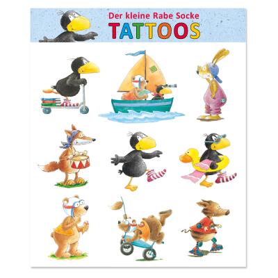 Tattoos - Der kleine Rabe Socke - 1 Bogen mit 9 Tattoos
