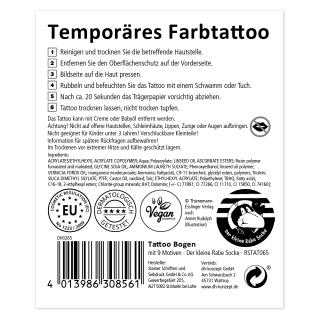 Tattoos - Der kleine Rabe Socke - 1 Bogen mit 9 Tattoos