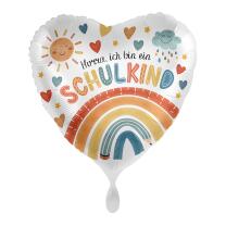 Folienballon Herz - Hurra, ich bin ein Schulkind -...