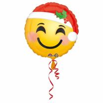 Folienballon - Weihnachten - Smiley mit Weihnachtsmütze