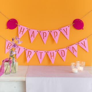 Filz - Wimpelgirlande Happy Birthday -
