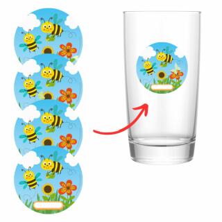 Biene - Aufkleber mit Namensfeld für Trinkgläser